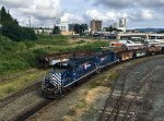 SRY 110/108 switching propane tank cars onto a nearby barge at the Wellcox Rail Marine Ramp